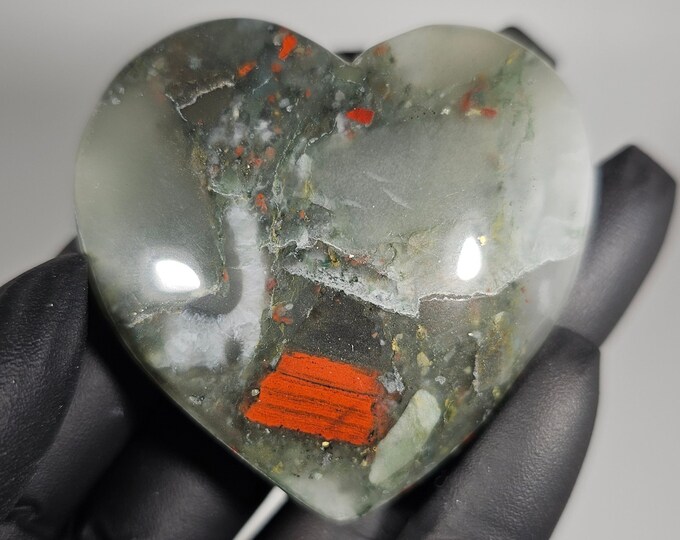 African Bloodstone Heart Carving