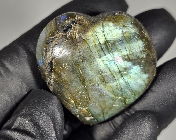 Small Labradorite Heart Palm Stone