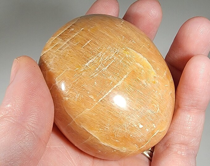 Peach Moonstone Palm Stone