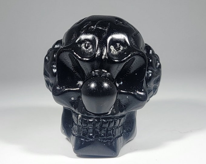 Obsidian Creepy Clown Head Carving