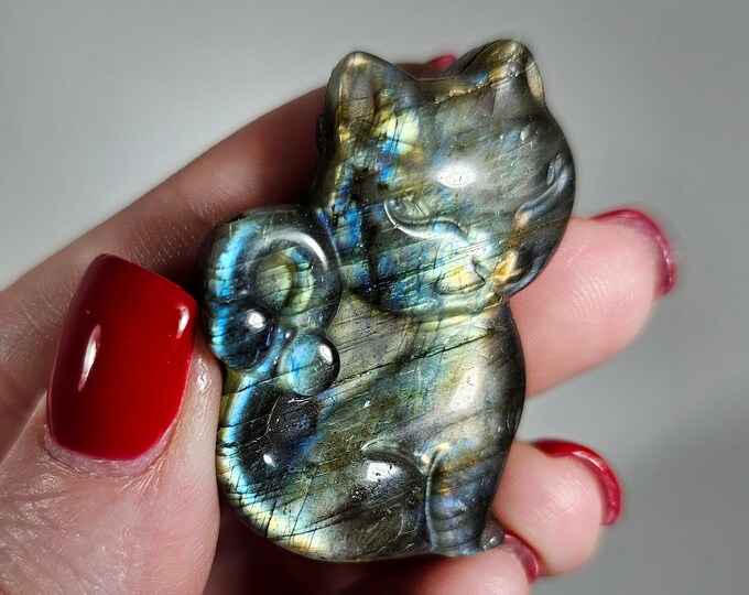 Labradorite Cat Carving