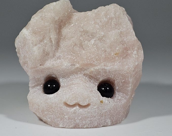 Pink Opal Pet Rock Carving