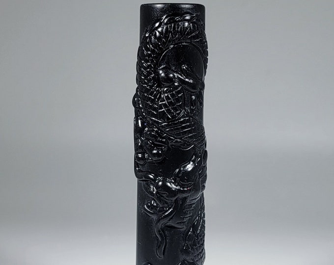 Obsidian Dragon Pole Carving