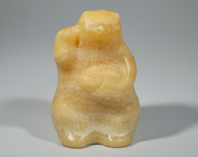 Orange Calcite Bear Carving 1.8" Tall