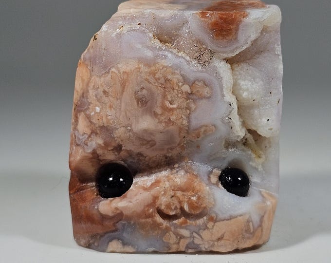 Cotton Candy Agate Pet Rock Carving Pink Agate