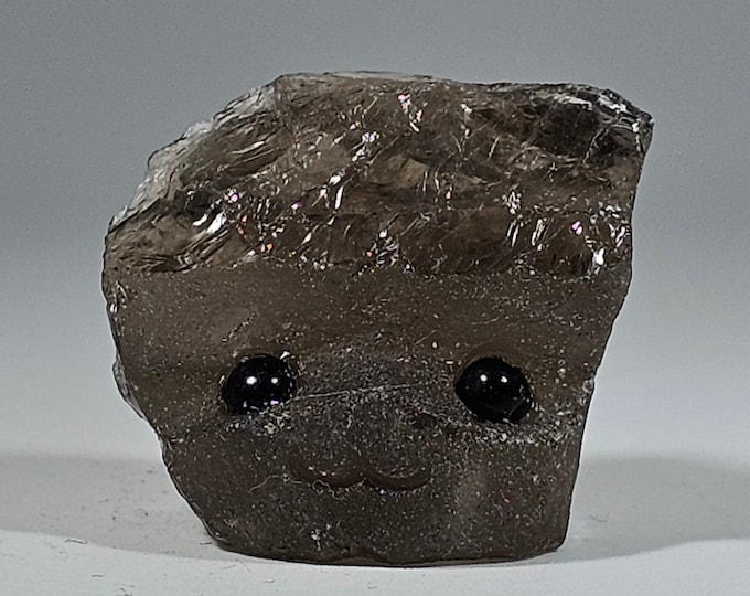 Smoky Quartz Pet Rock Carving