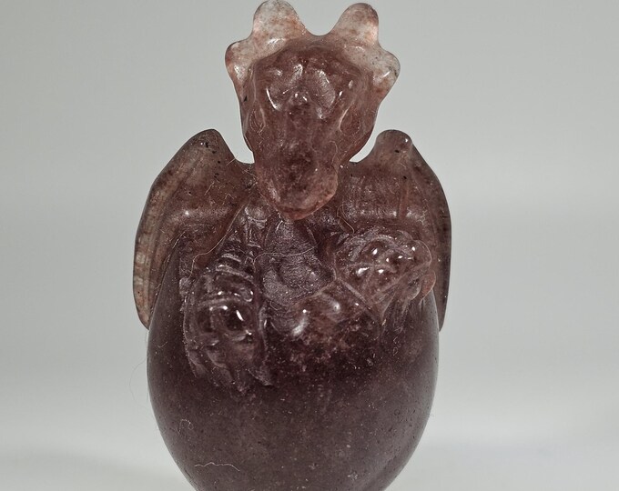 Strawberry Quartz Dragon Egg Carving