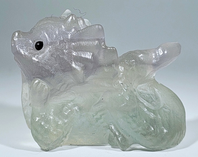 Adorable 2.2" Long Fluorite Dragon Carving