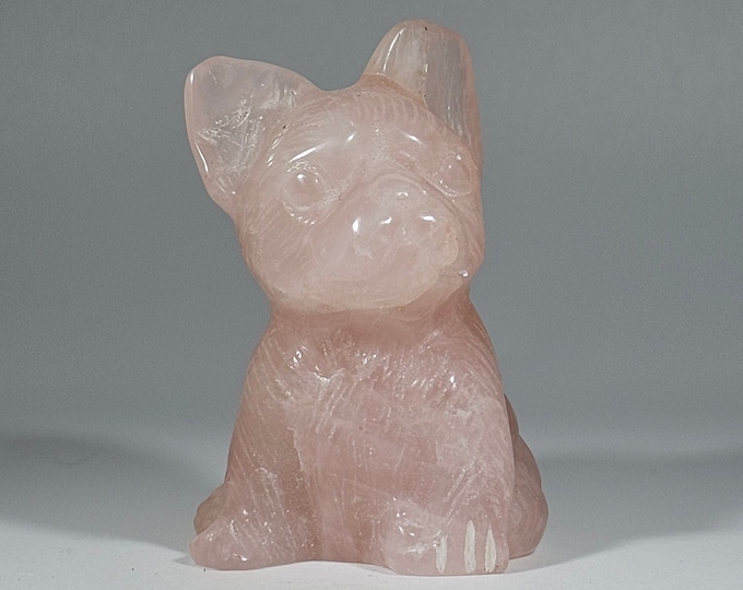 Rose Quartz Dog Carving 2.2" Tall