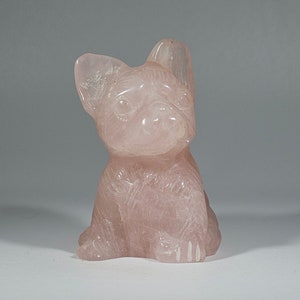 Rose Quartz Dog Carving 2.2&quot; Tall