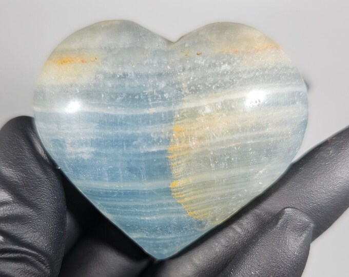 Blue Onyx Heart Carving
