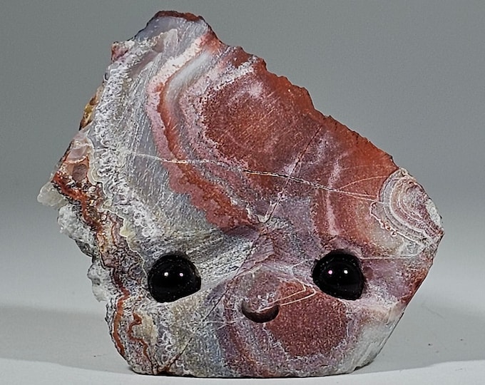 Red Mexico Crazy Lace Agate Pet Rock Carving