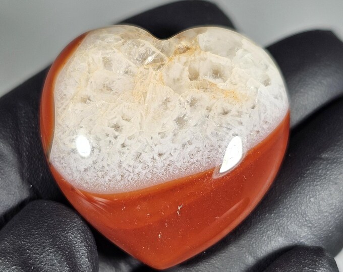 1.1" Banded Carnelian Heart Palm Stone