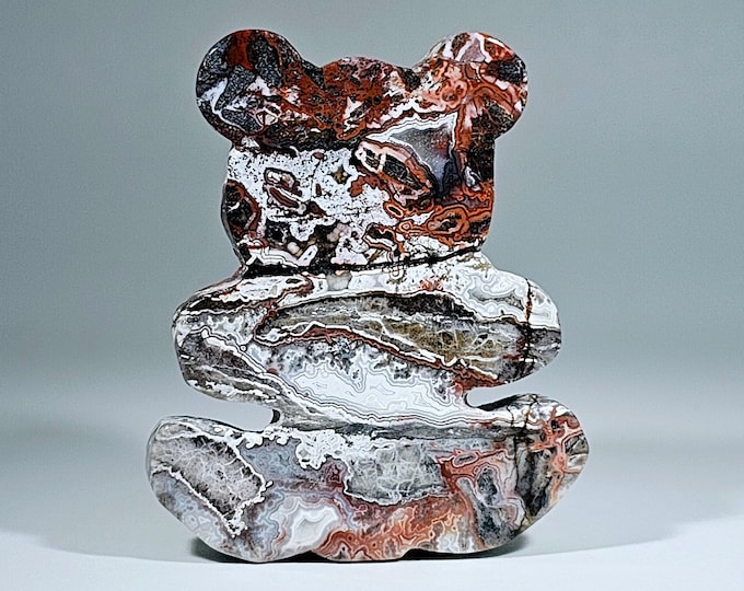 Red Mexico Agate Bear Carving