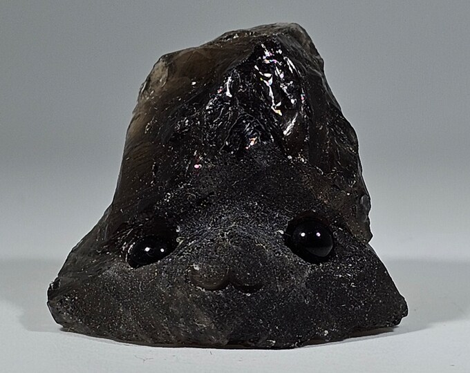 Smoky Quartz Pet Rock Carving