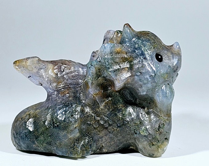 Adorable 2.2" Long Ocean Jasper Dragon Carving