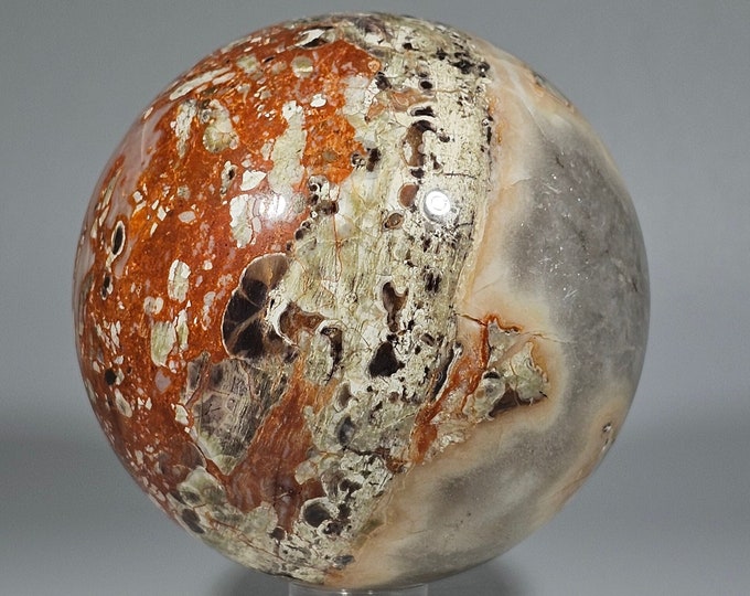 67mm Money Agate with Quartz Sphere