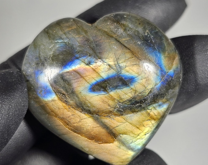Small Labradorite Heart Palm Stone