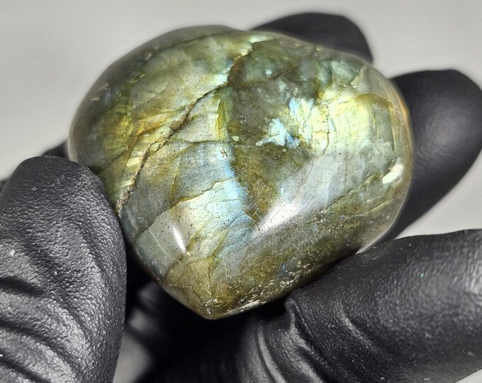 Small Labradorite Heart Palm Stone