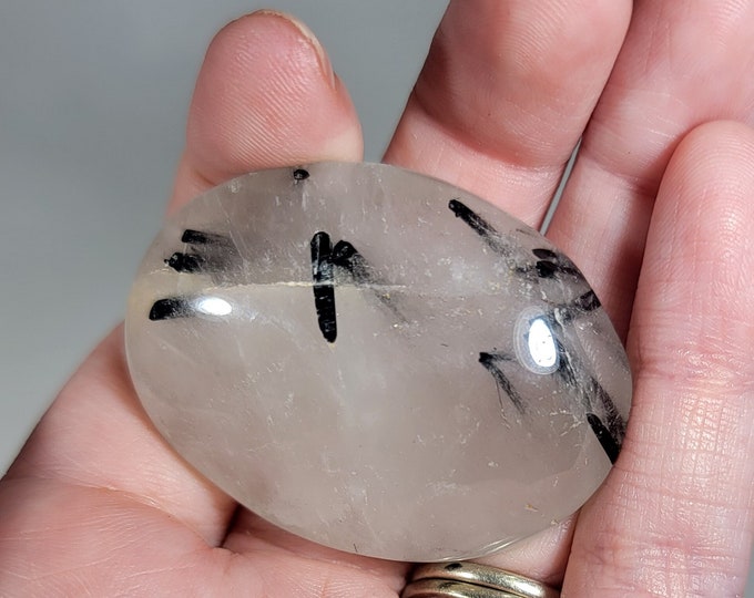 Tourmaline in Quartz Palm Stone