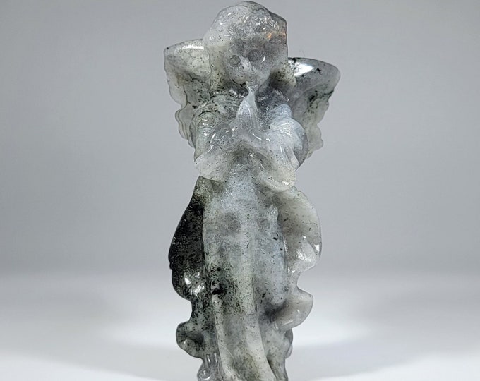 Beautiful Labradorite Praying Angel Carving