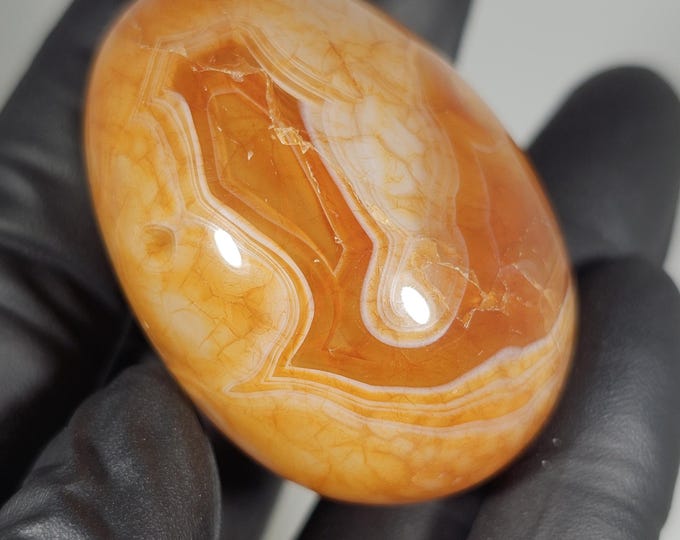 Banded Carnelian Palm Stone