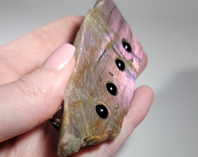 Twin Flashy Labradorite Pet Rock Carving