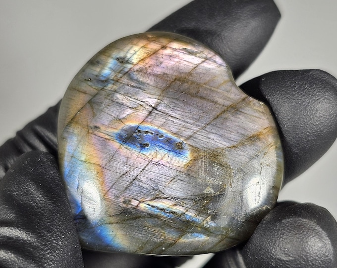 Small Labradorite Heart Palm Stone
