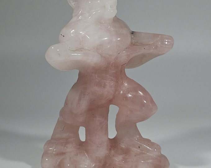 Rose Quartz Werewolf Carving