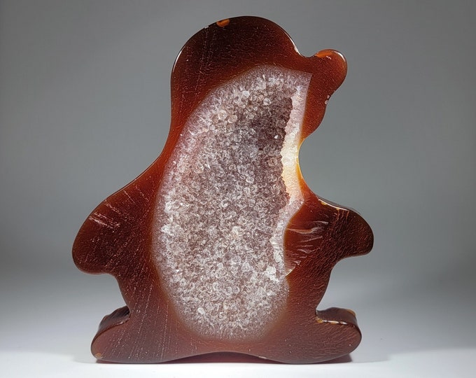 Druzy Carnelian Penguin Carving/Slab