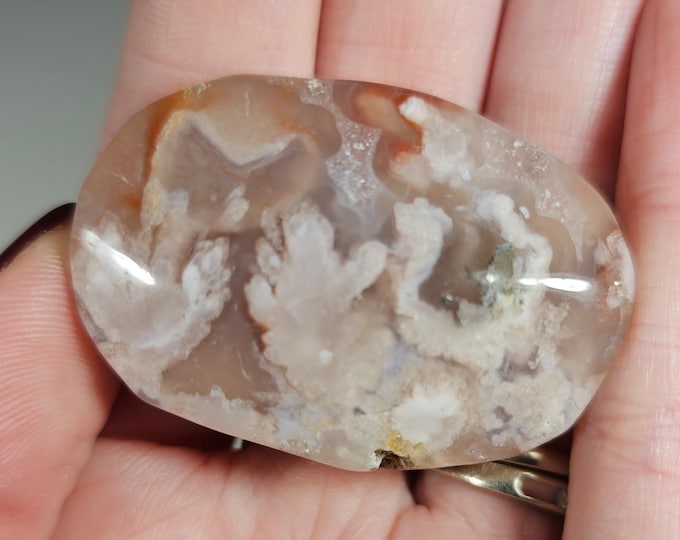 Cherry Flower Agate Palm Stone