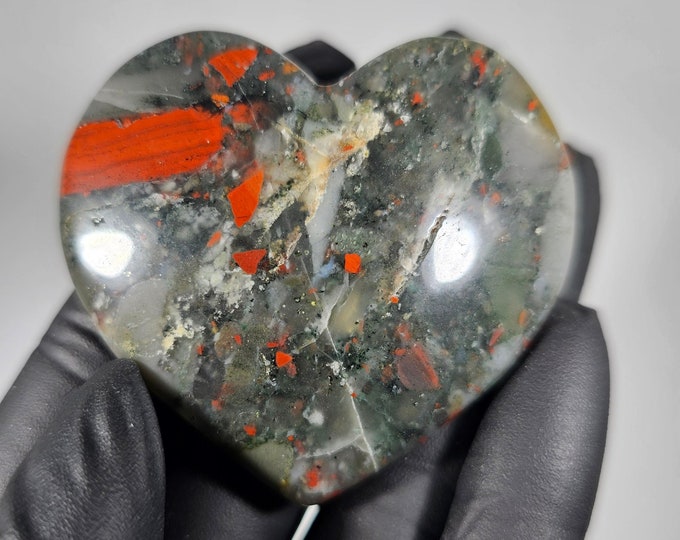 African Bloodstone Heart Carving