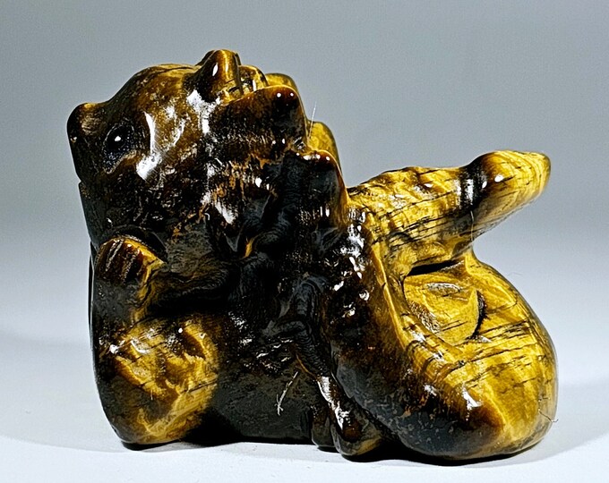 Adorable 2.2" Long Tigerseye Dragon Carving