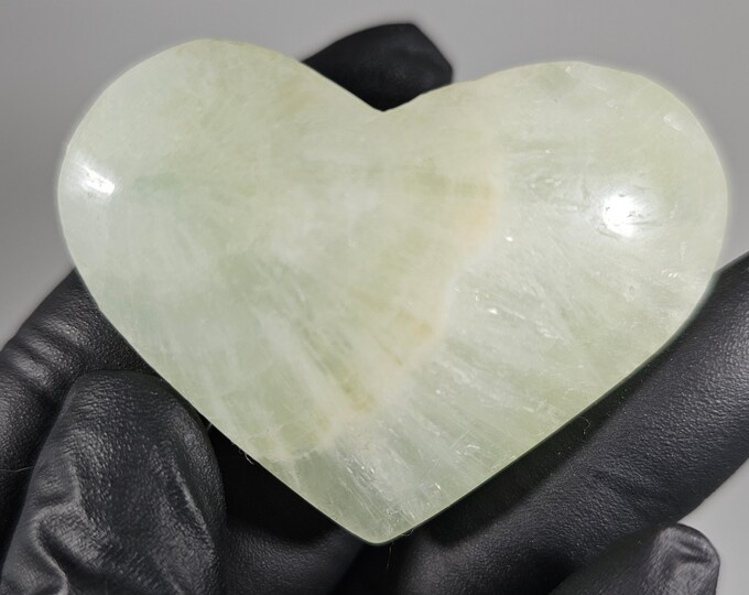 Pistachio Calcite Heart Carving