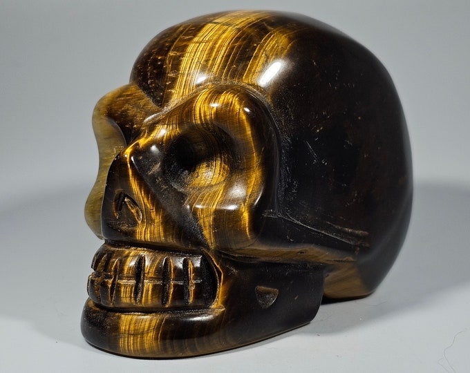3" Tigerseye Skull Carving