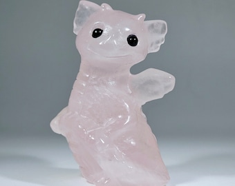 Adorable 2.4" Tall Rose Quartz Dragon Carving