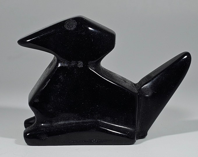 Obsidian Geometric Dinosaur Carving 2.3" long