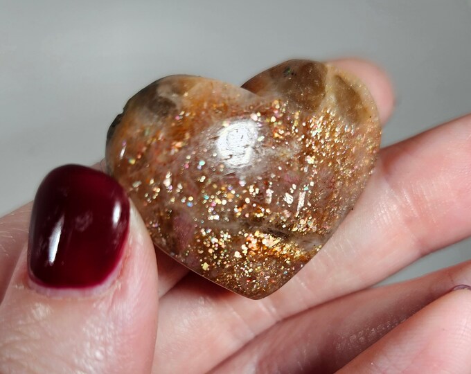 High Quality Golden Sunstone Heart