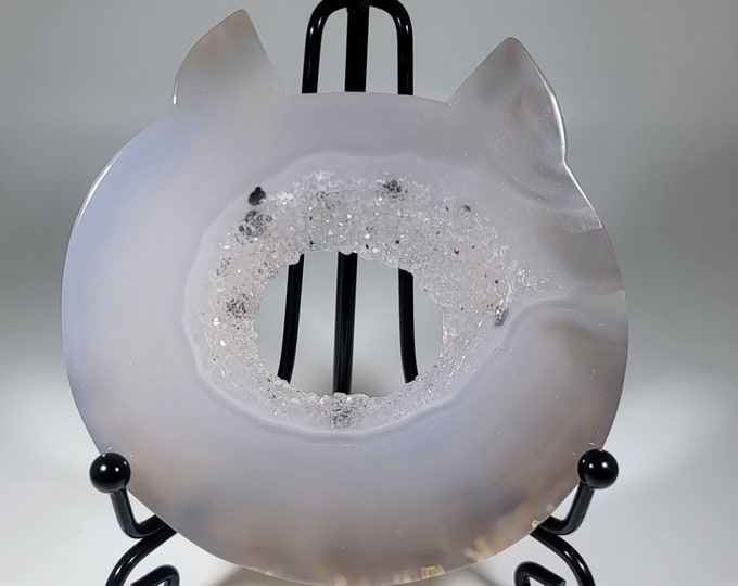 Druzy Agate Cat Head
