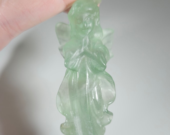 Beautiful Fluorite Praying Angel Carving