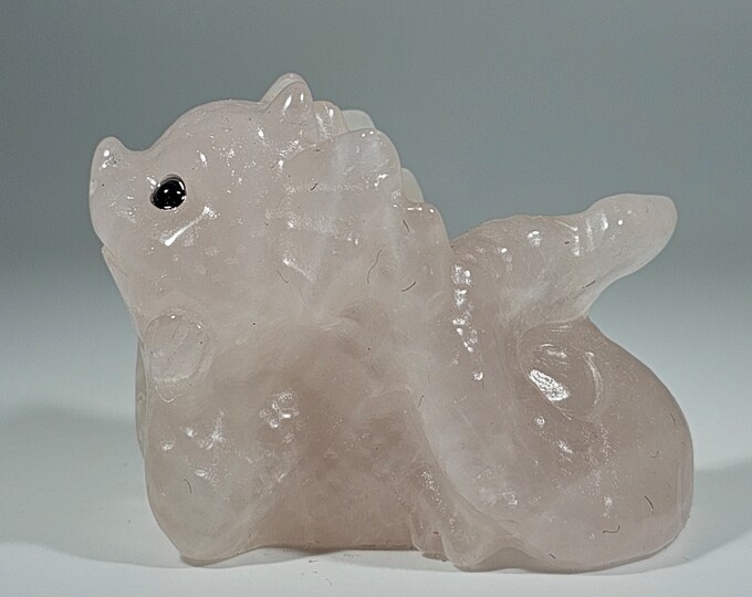 Adorable 2.2" Long Rose Quartz Dragon Carving