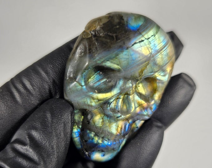 Flashy Labradorite Skull Carving *Imperfect