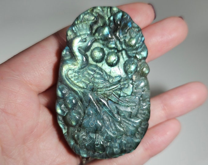 Labradorite Peacock Carving