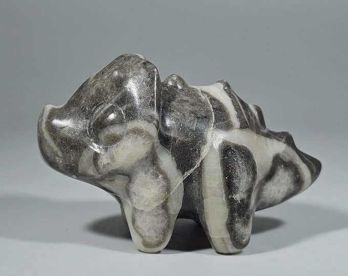 Shell Stone Jasper Dinosaur Carving 2.2" Long