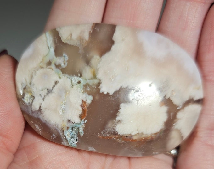 Cherry Flower Agate Palm Stone