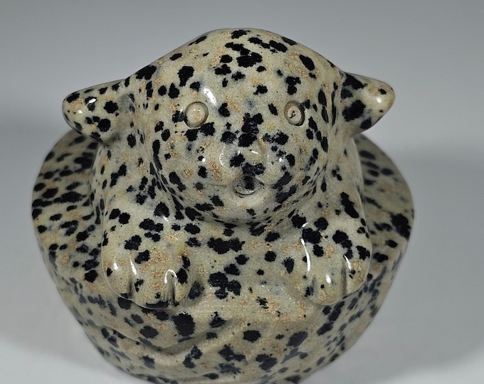 Dalmatian Jasper Dog in a Cup Carving