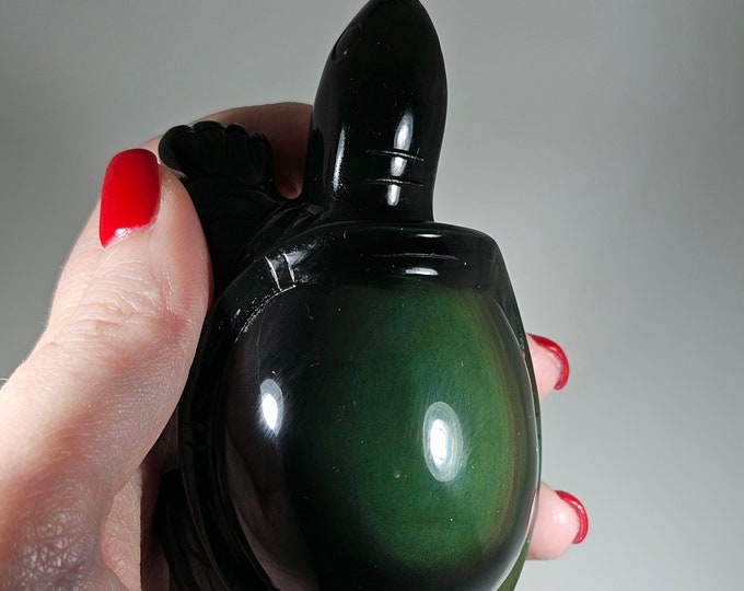 Rainbow Obsidian Turtle Carving