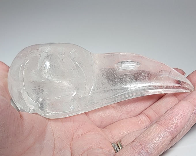 3.8" Clear Quartz Raven Skull