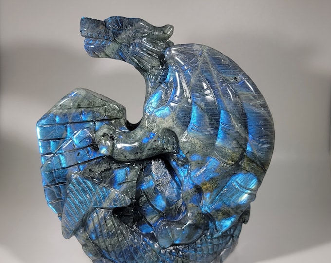 XXL Labradorite Dragon Carving Over 3 Pounds!