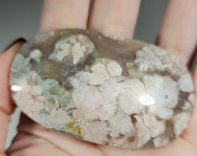 Cherry Flower Agate Palm Stone